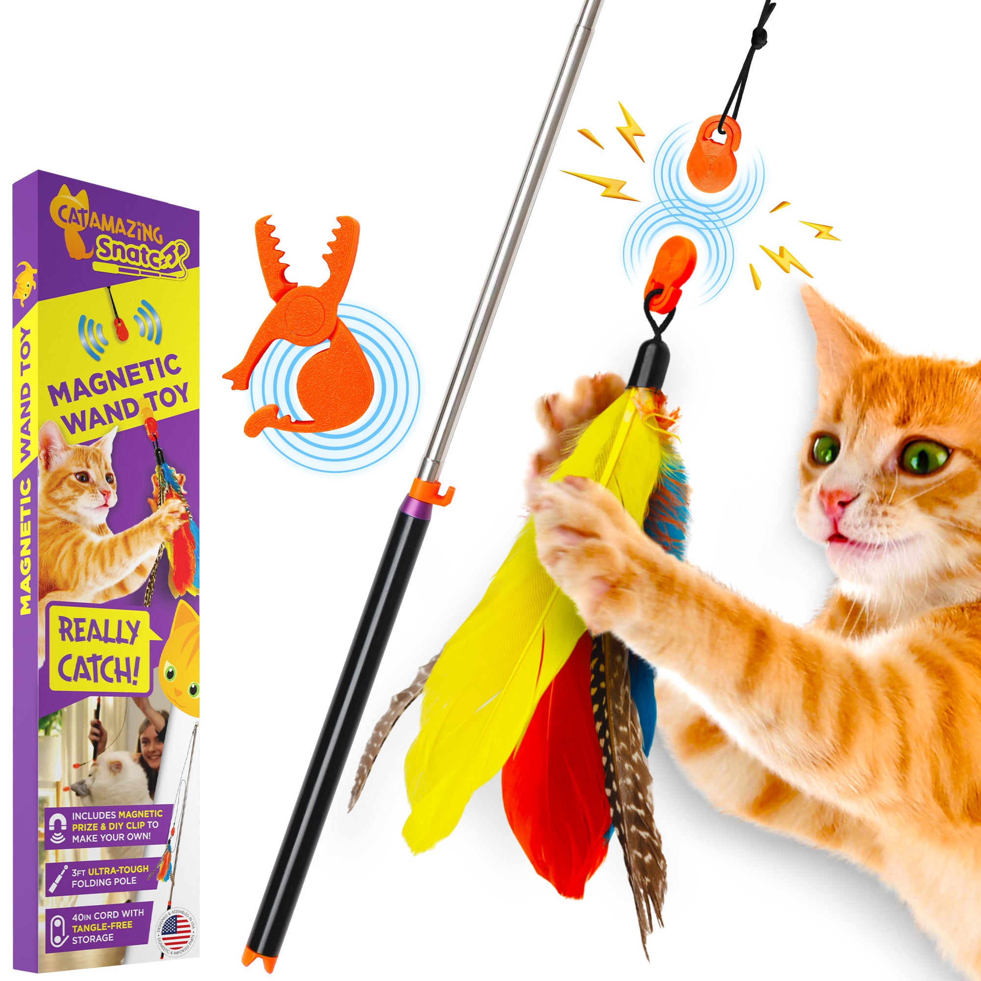 Cat Amazing snatch magnetic wand toy teaser