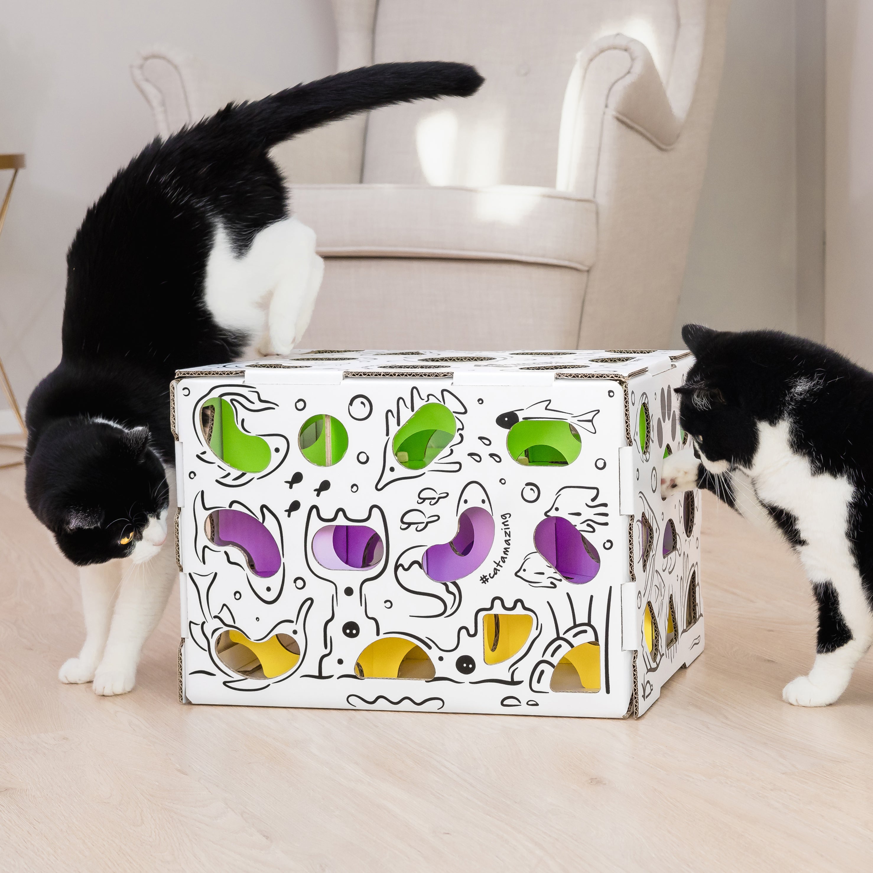 Cat Amazing CAT AMAZING – Best Cat Toy Ever! Interactive Treat Maze & Puzzle  Feeder for Cats